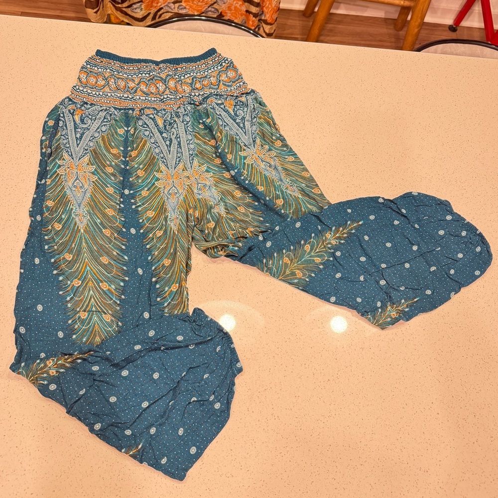 Bohemian peacock colorful cotton jogger Pants
